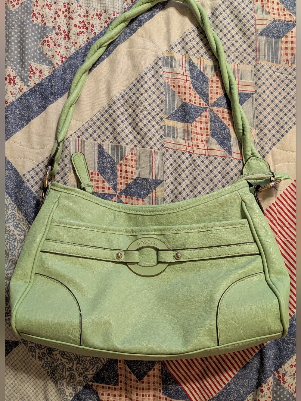 Rosetti Light Mint Green Braided-Strap Shoulder Bag